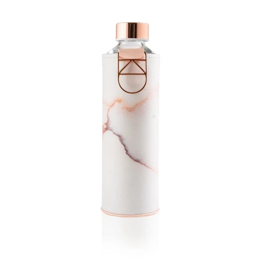 Fehér-rózsaszín ivópalack boroszilikát üvegből, műbőr tartóval 750 ml Mismatch Lava - Equa