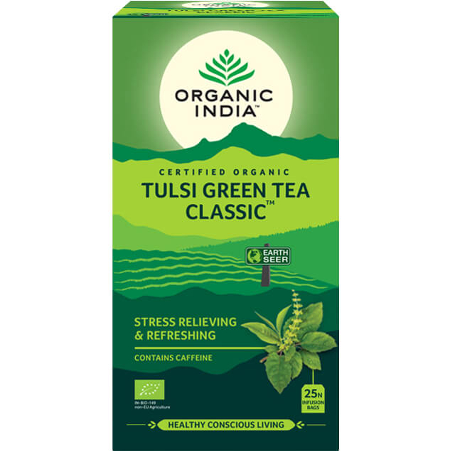 Tulsi GREEN TEA Zöld Tea, filteres bio tea, 25 filter - Organic India