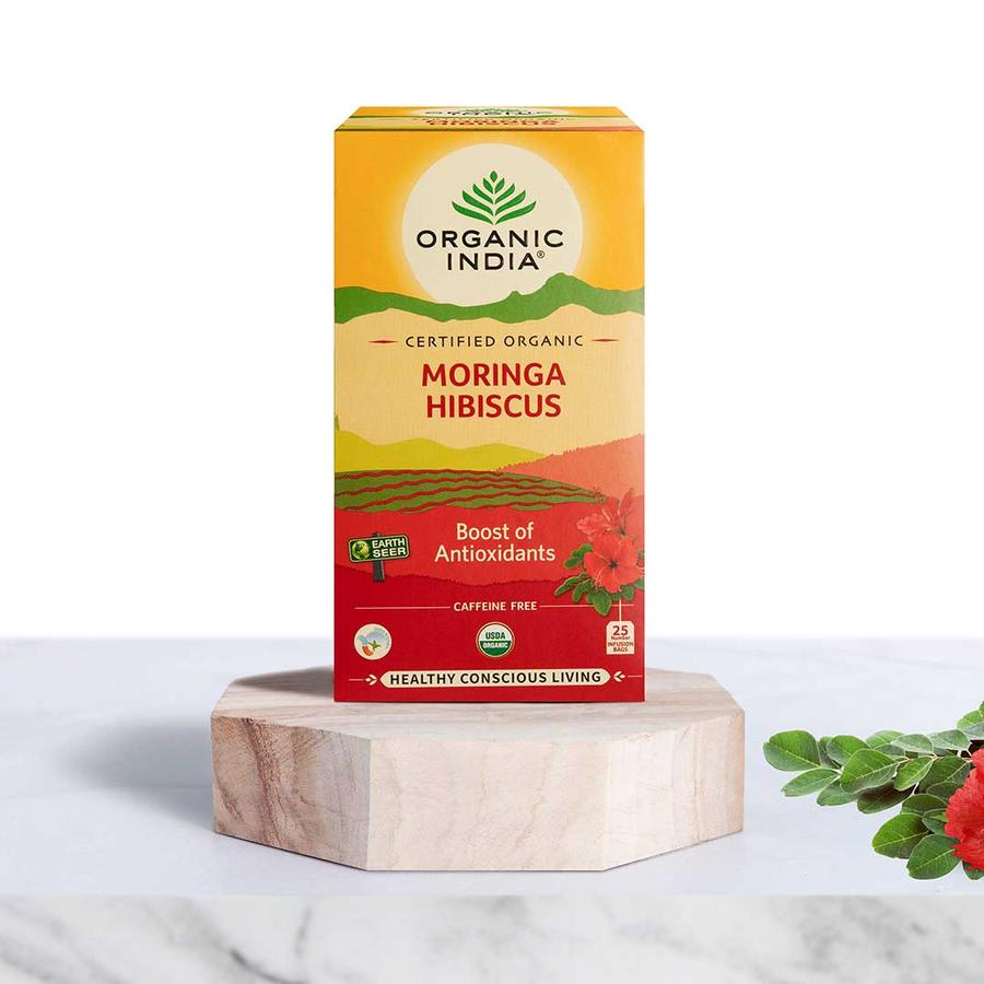 Bio Tulsi Tea - Moringa-Hibiszkusz - Filteres - Organic India
